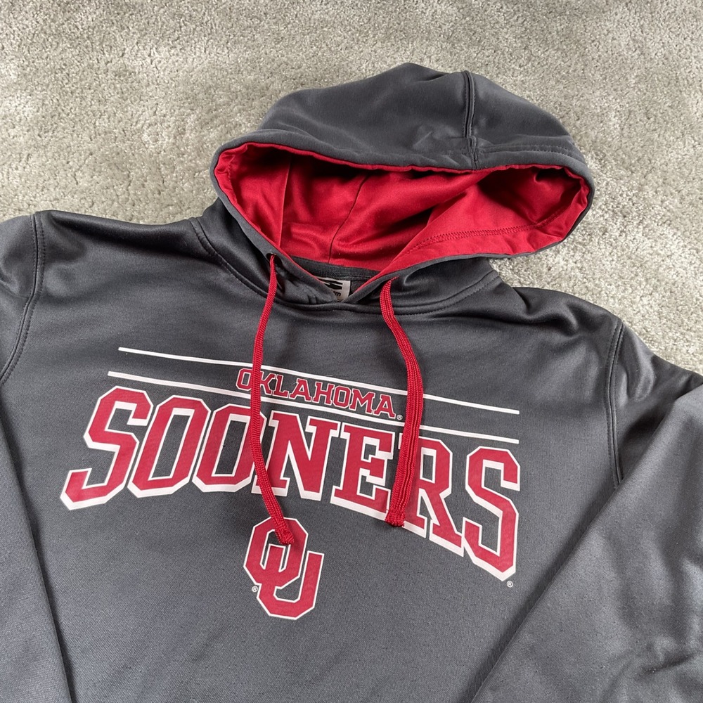Oklahoma Sooners Stadium Athletics Hoodie‎ Gray Red Pullover Sweatshirt